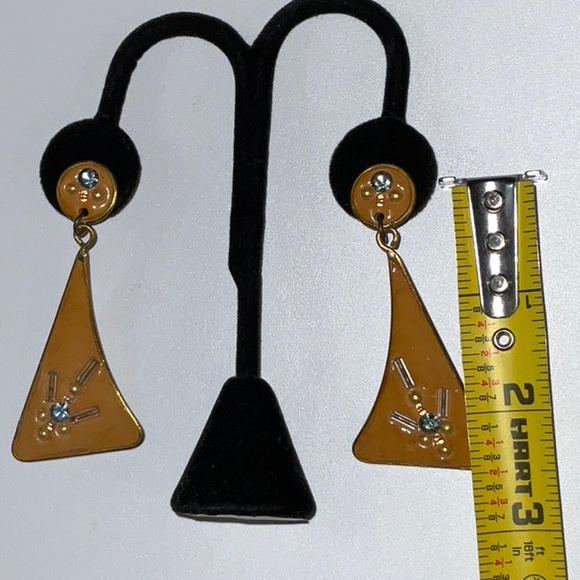 Artisan Crafted Post and Clutch Dangle Earrings With Blue Shiny Stones - Picture 9 of 13